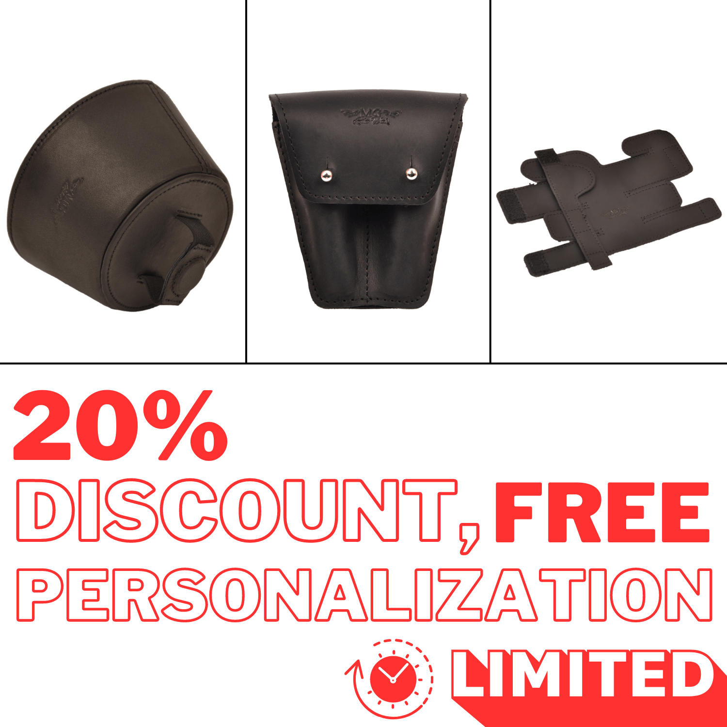 Set 3 in 1 Leather Plunger Mute, Trumpet Valve Guard XL and Trumpet Mouthpiece Leather Pouch