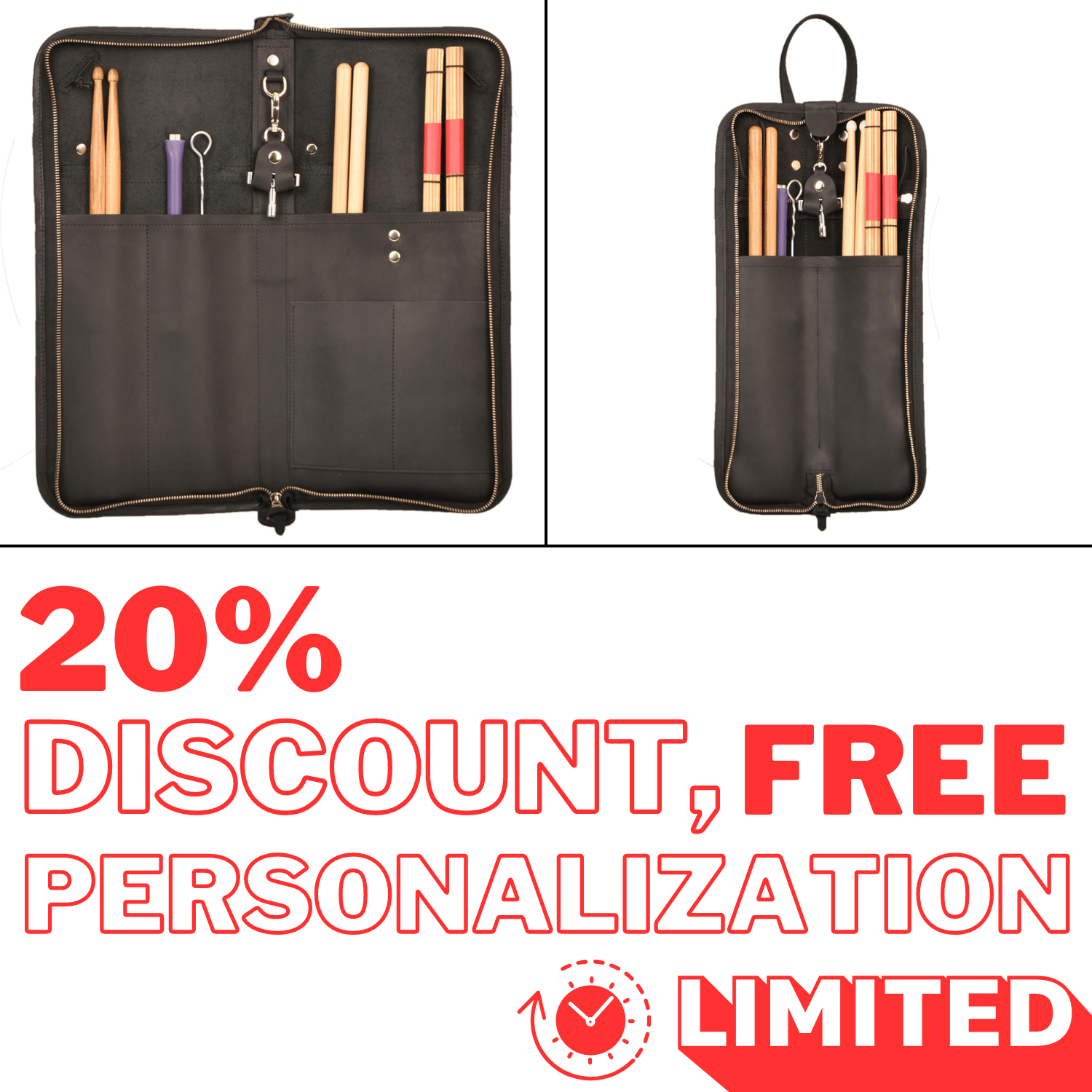 Set of 2 Drumstick Bags (Large + Compact size)