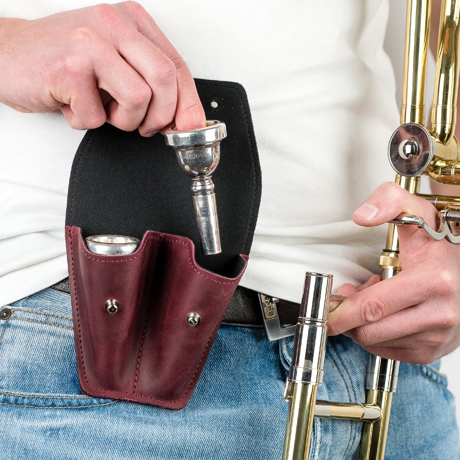 Double Trombone/Euphonium Mouthpiece Pouch | Crazy Horse Leather