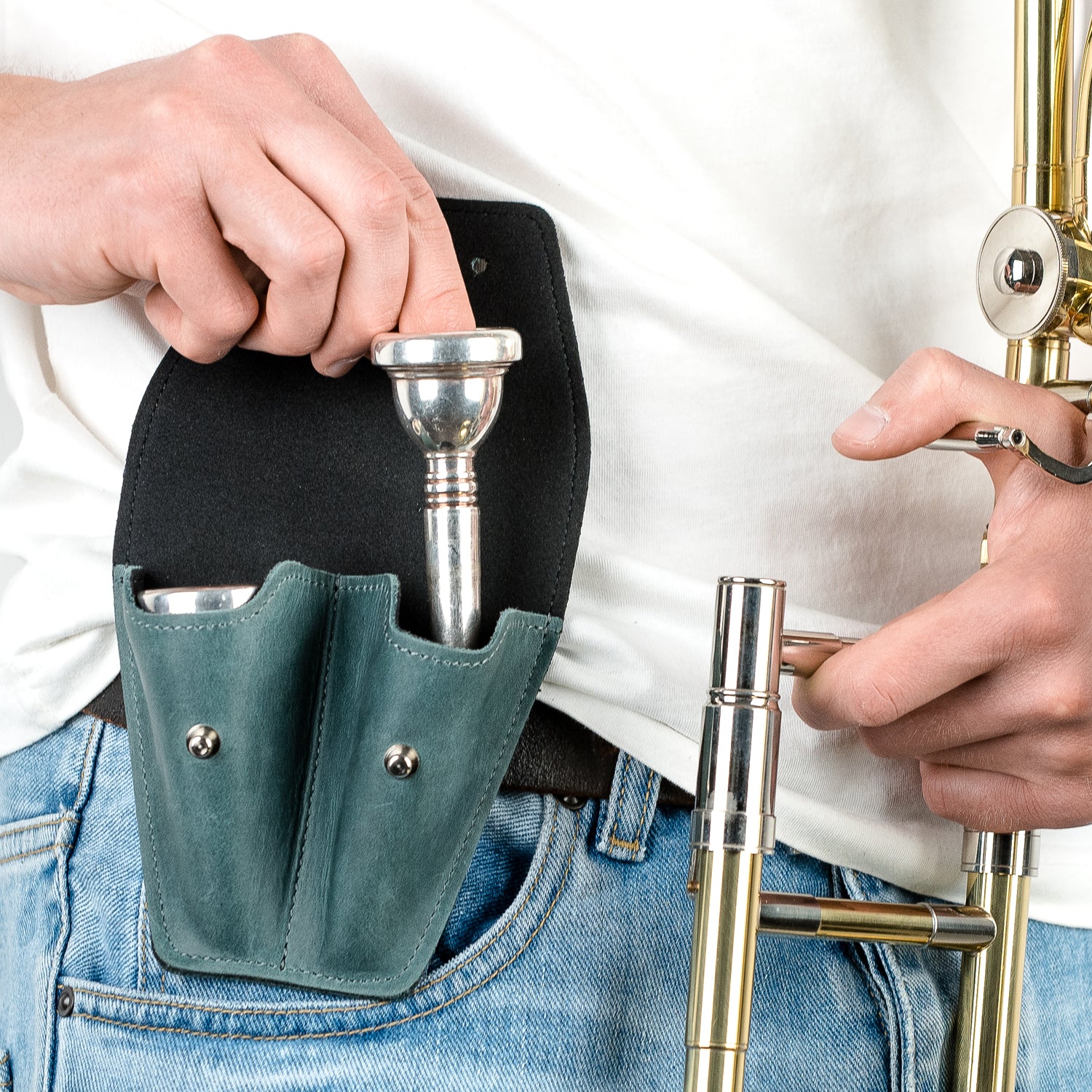 Double Trombone/Euphonium Mouthpiece Pouch | Crazy Horse Leather