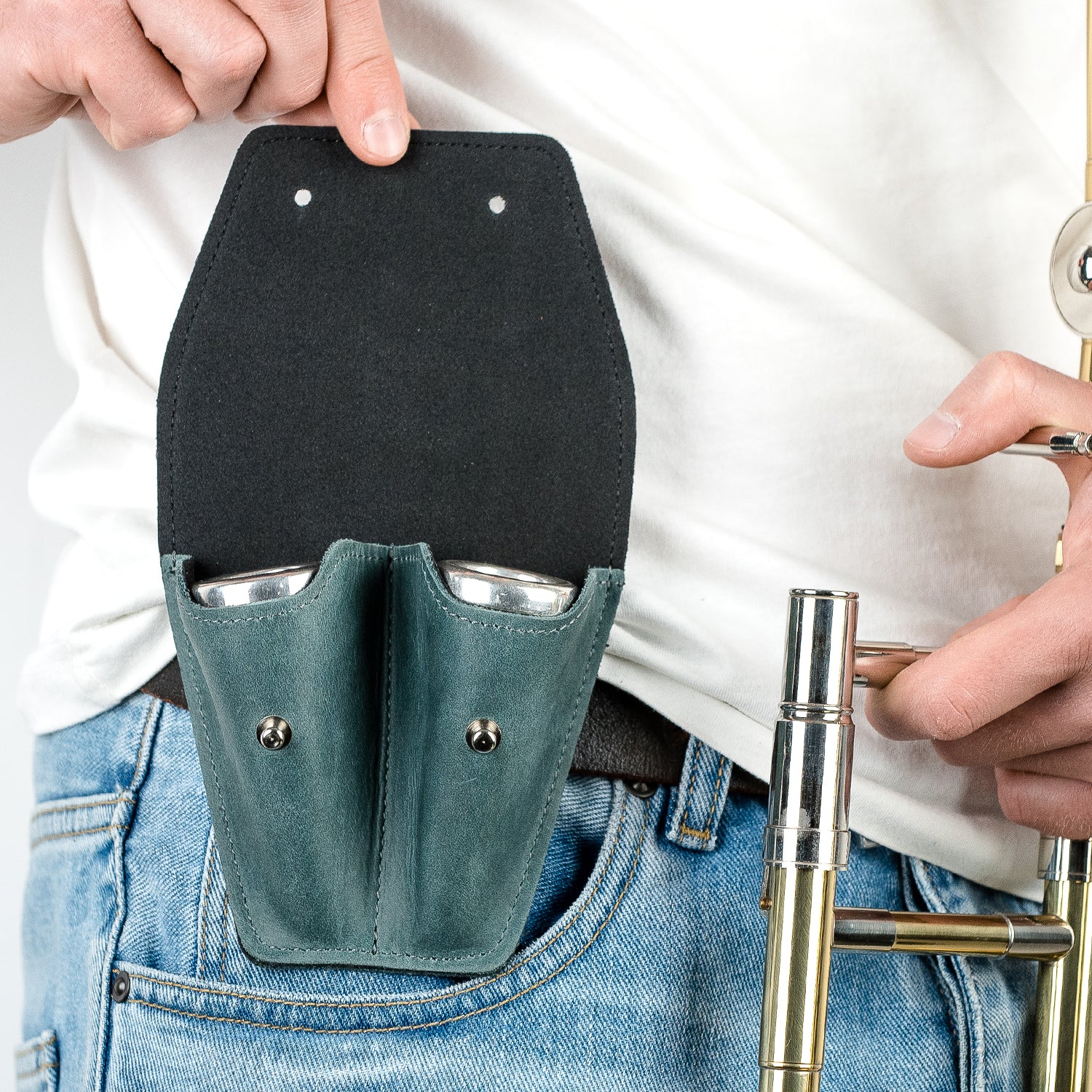 Double Trombone/Euphonium Mouthpiece Pouch | Crazy Horse Leather