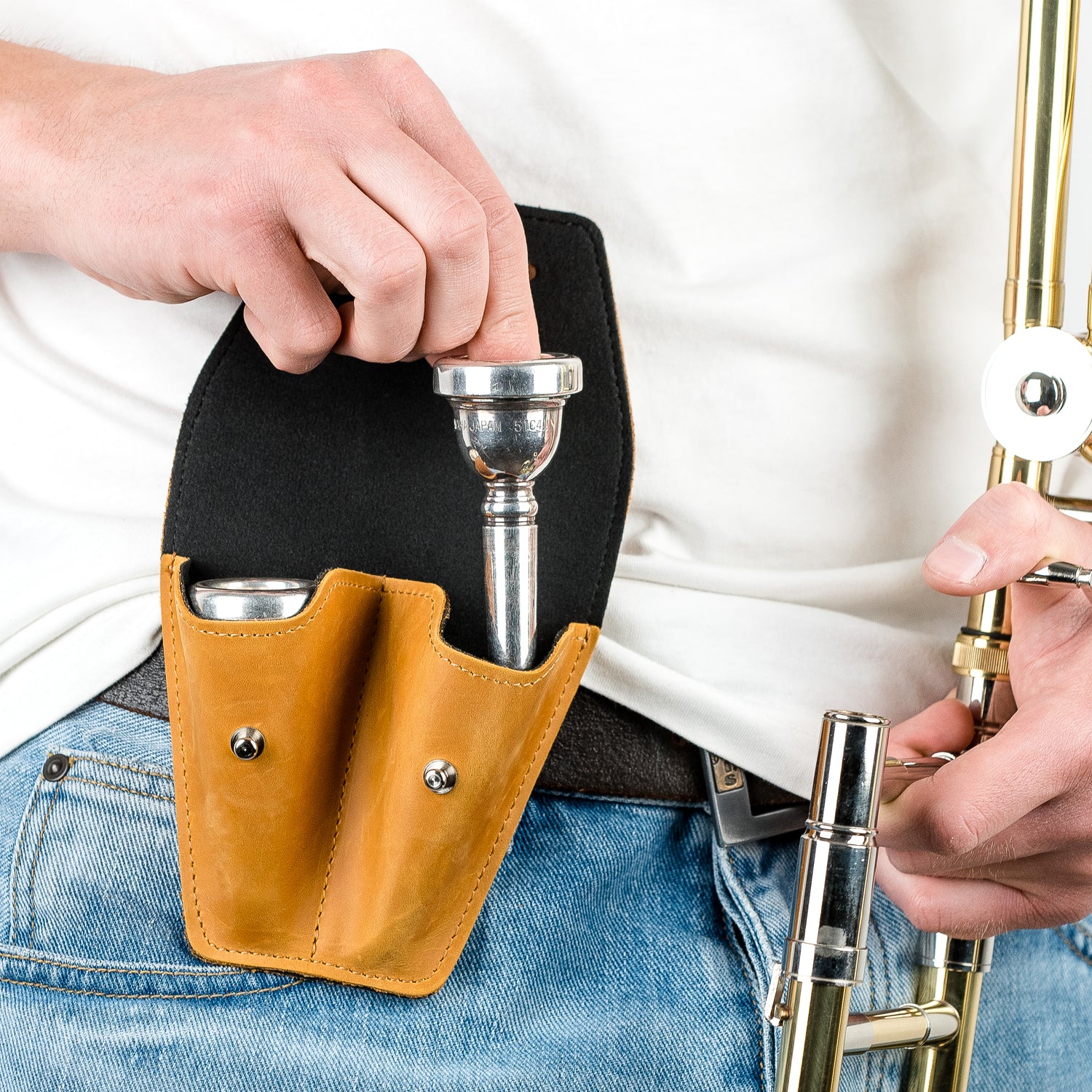 Double Trombone/Euphonium Mouthpiece Pouch | Crazy Horse Leather