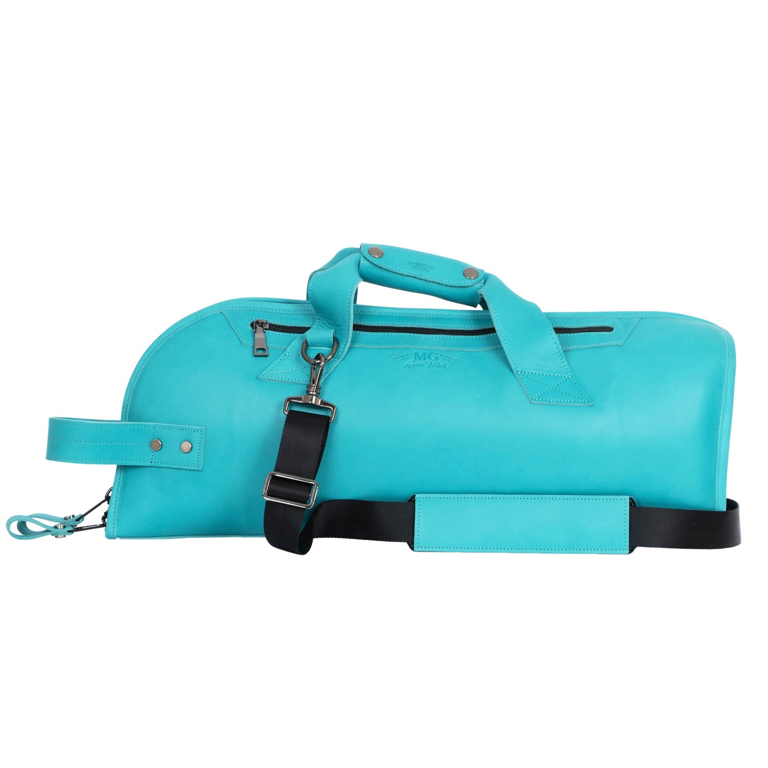 Tiffany Crazy Horse leather trumpet case with detachable padded black shoulder strap for comfortable carrying