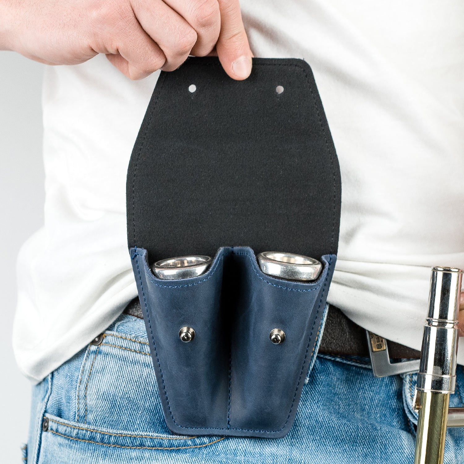 Double Trombone/Euphonium Mouthpiece Pouch | Crazy Horse Leather