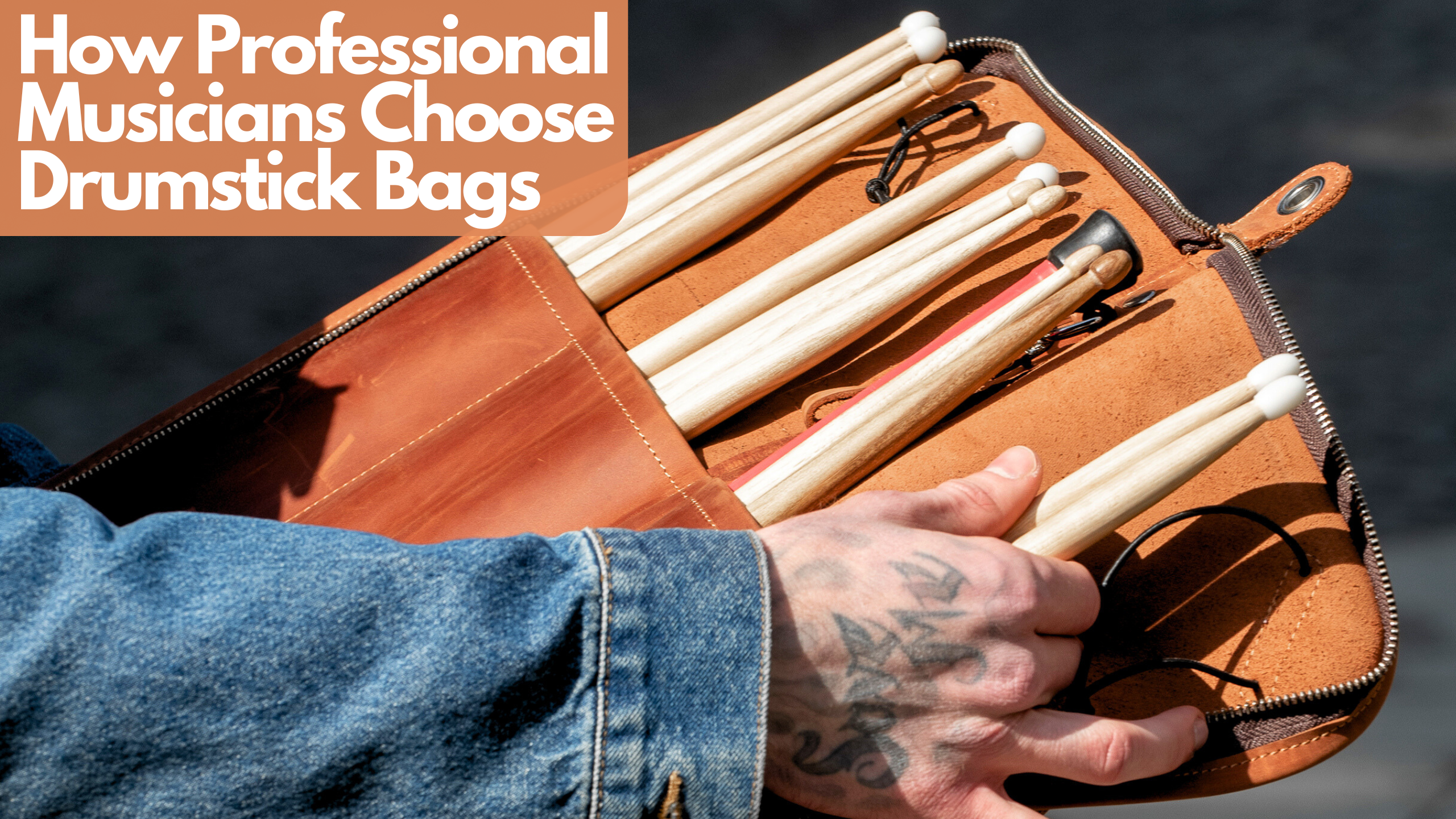 MG Leather Work Drumstick Large Gig Bag featured, emphasizing its functional design, durability, and aesthetic appeal to meet the needs of professional musicians.