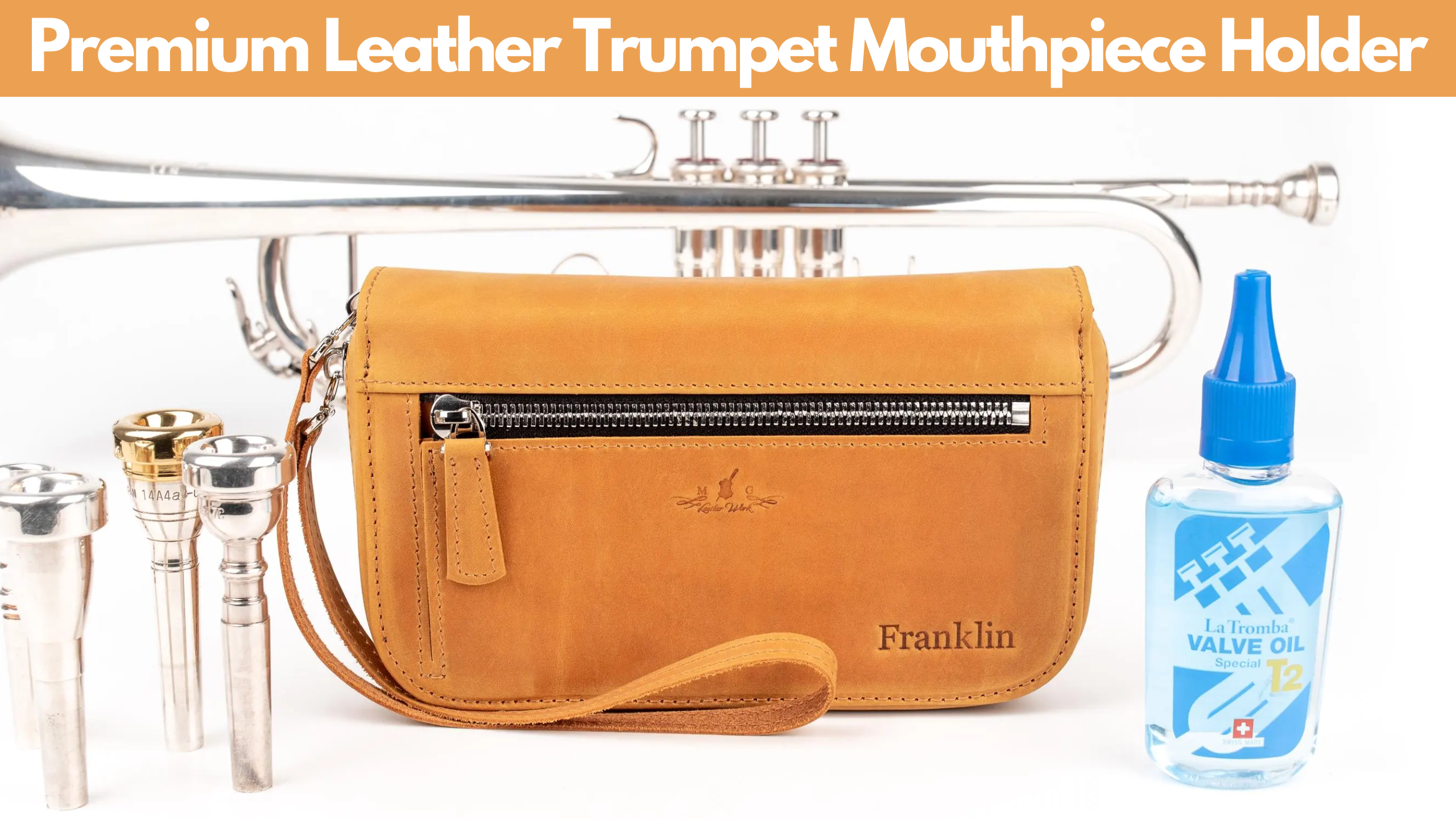 Premium Leather Trumpet Mouthpiece Pouch