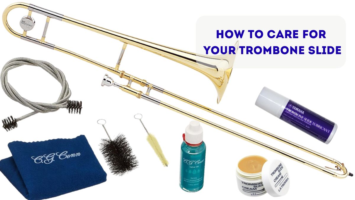 cleaning and lubricating trombone slide with cream oil and gel for smooth performance