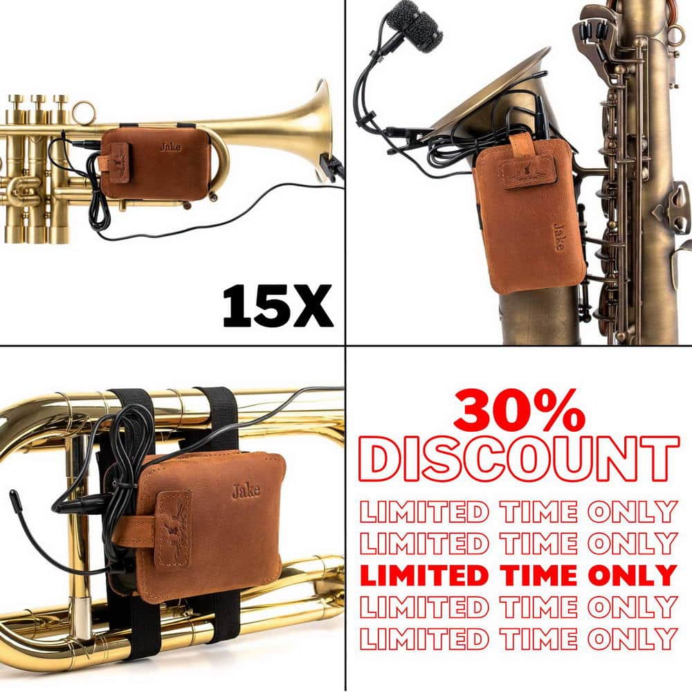 15-in-1 Wireless Microphone Transmitter Pouch Set for Brass and Saxophones
