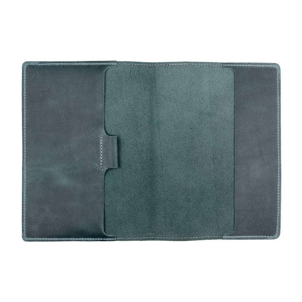 A5 Grey Leather Notebook Empty Cover Spread