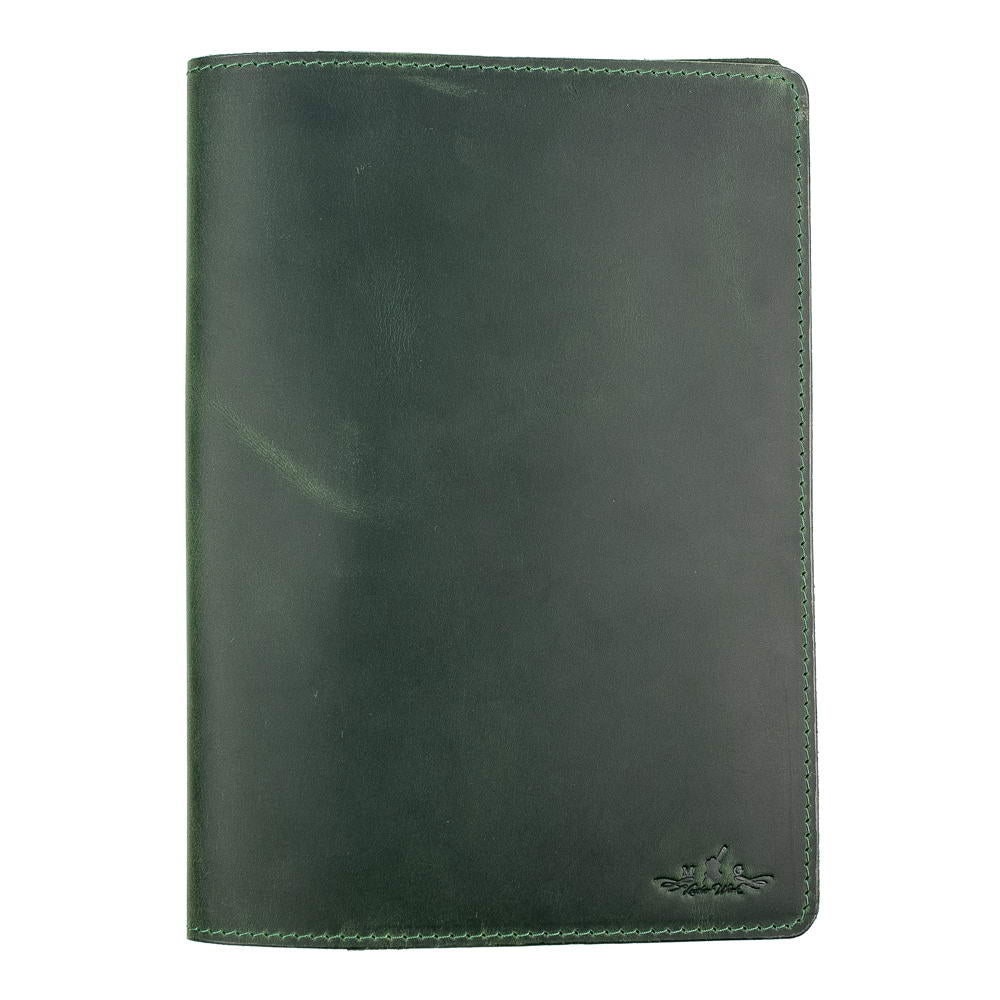 A5 Green Leather Notebook Crazy Horse Front View