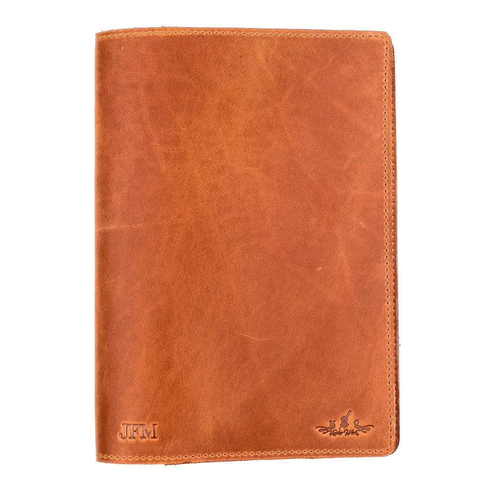 A5 Light Brown Leather Notebook Crazy Horse Front View