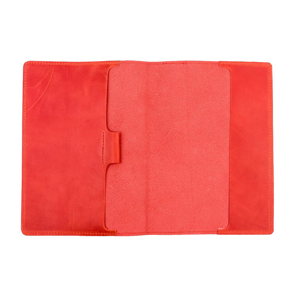 A5 Red Leather Notebook Empty Cover Spread