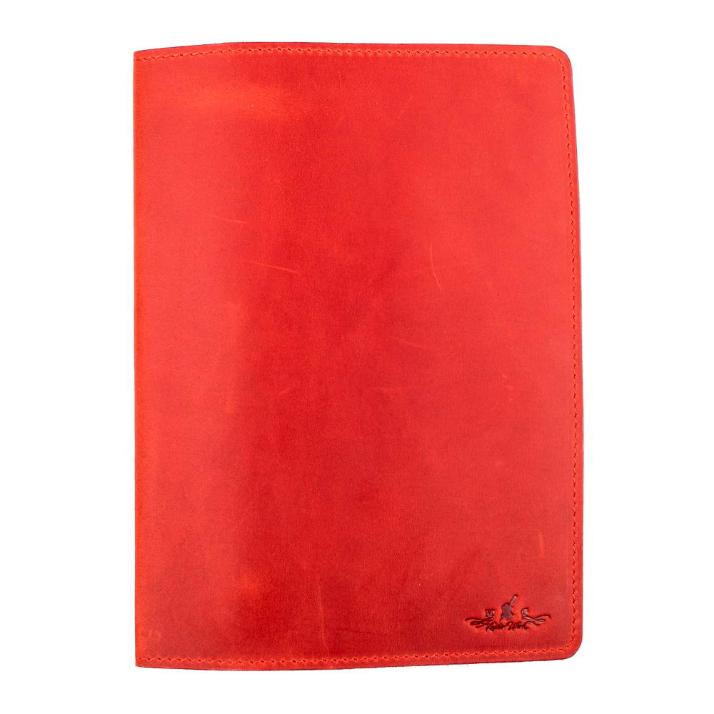 A5 Red Leather Notebook Crazy Horse Front View