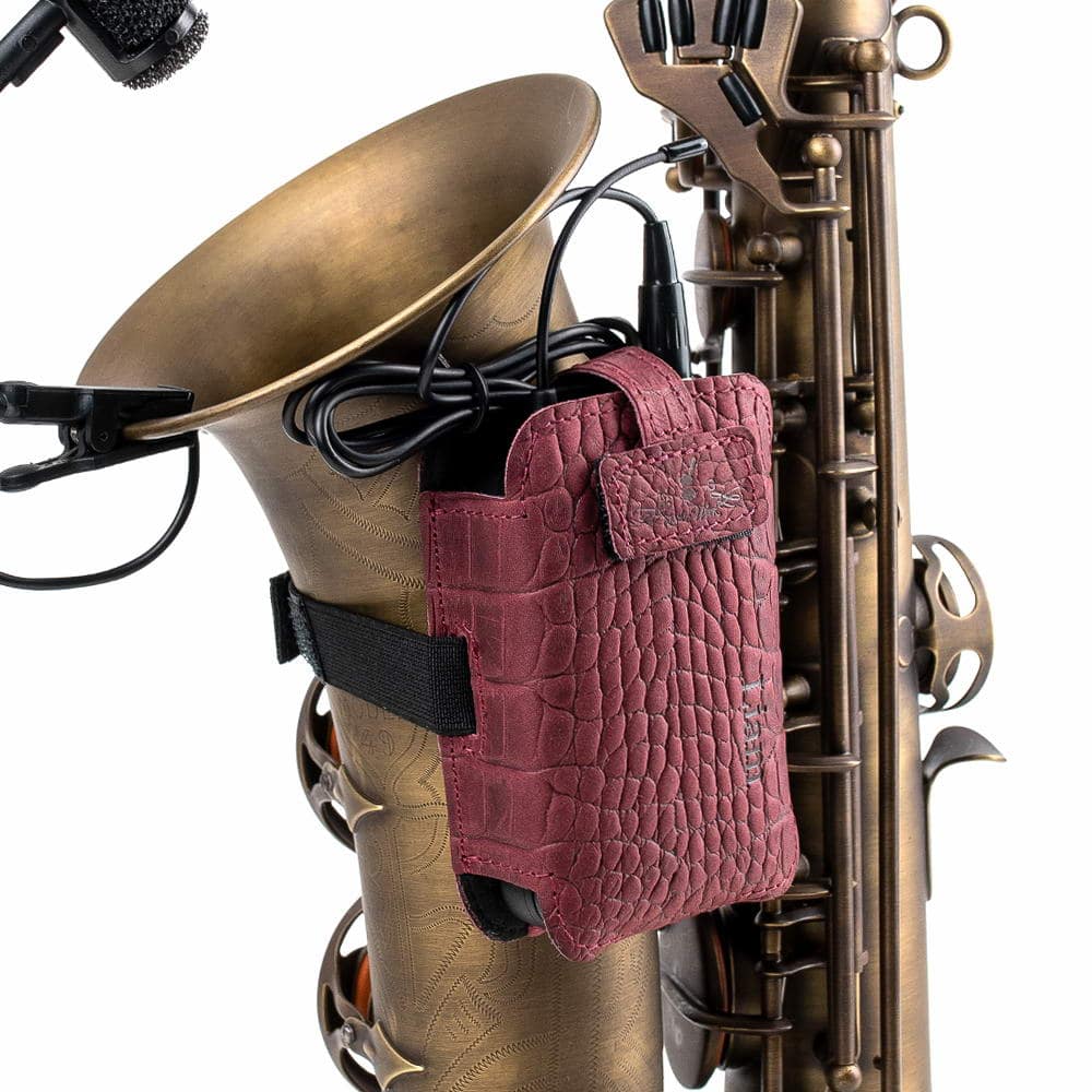 Saxophone Wireless Transmitter Pouch – Soprano, Alto, Tenor, Baritone | Reptile Leather