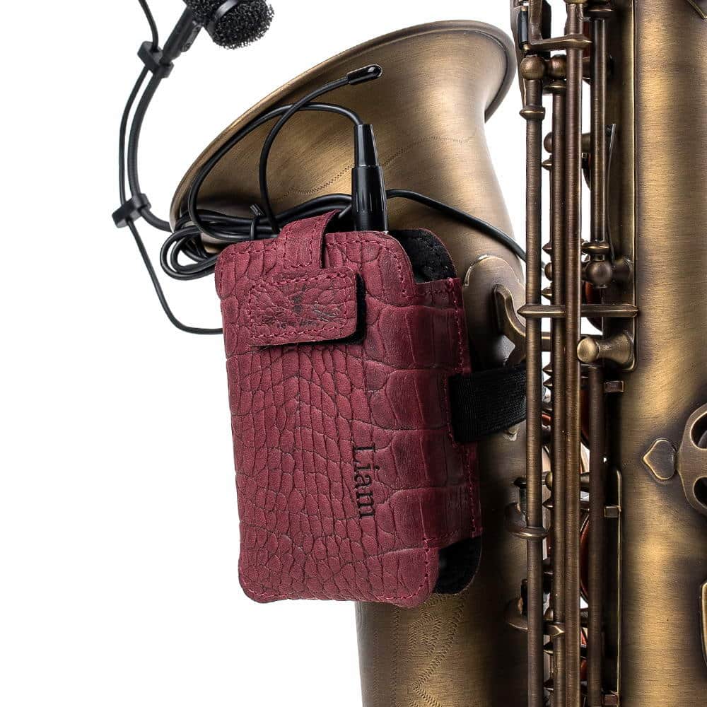Saxophone Wireless Transmitter Pouch – Soprano, Alto, Tenor, Baritone | Reptile Leather