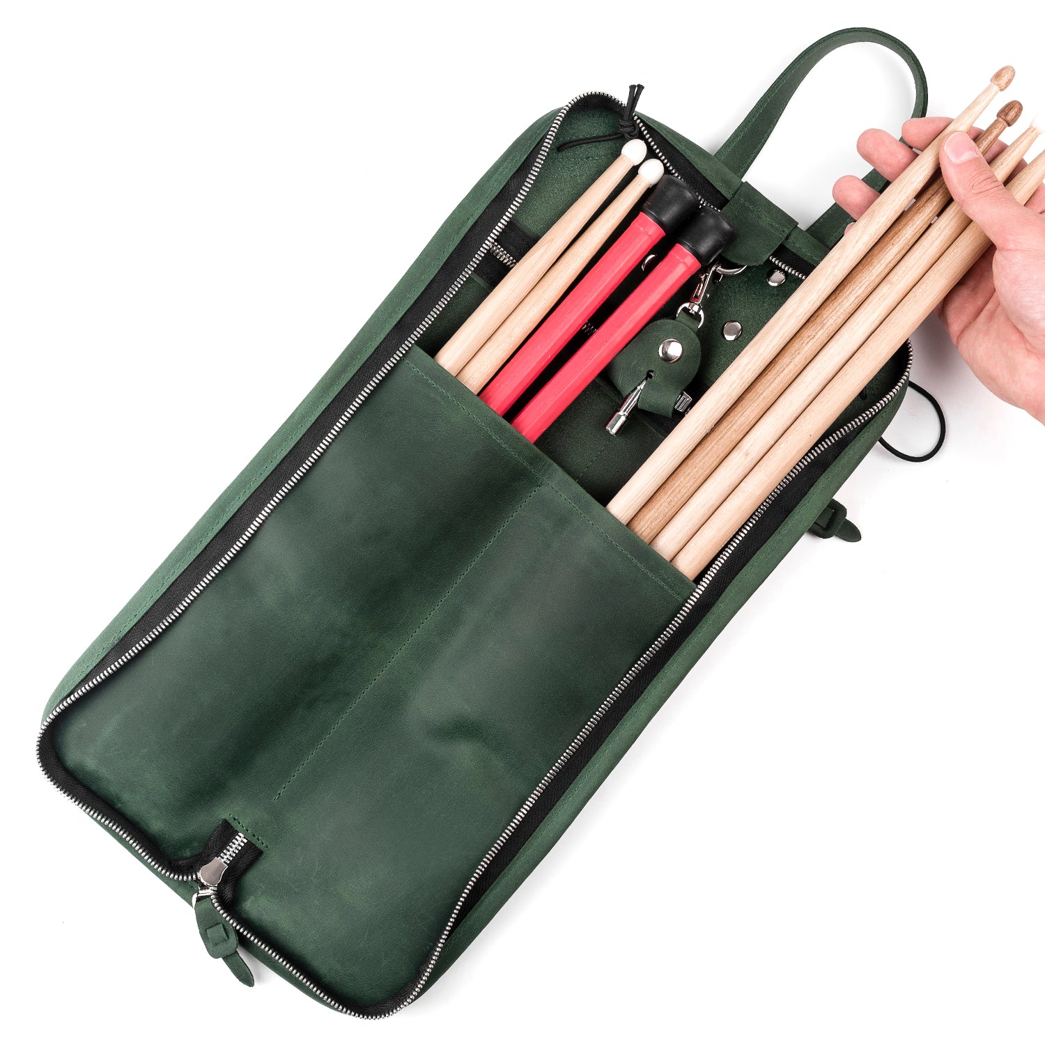 Compact Drumstick Bag | Drum Key Holder - Crazy Horse Leather