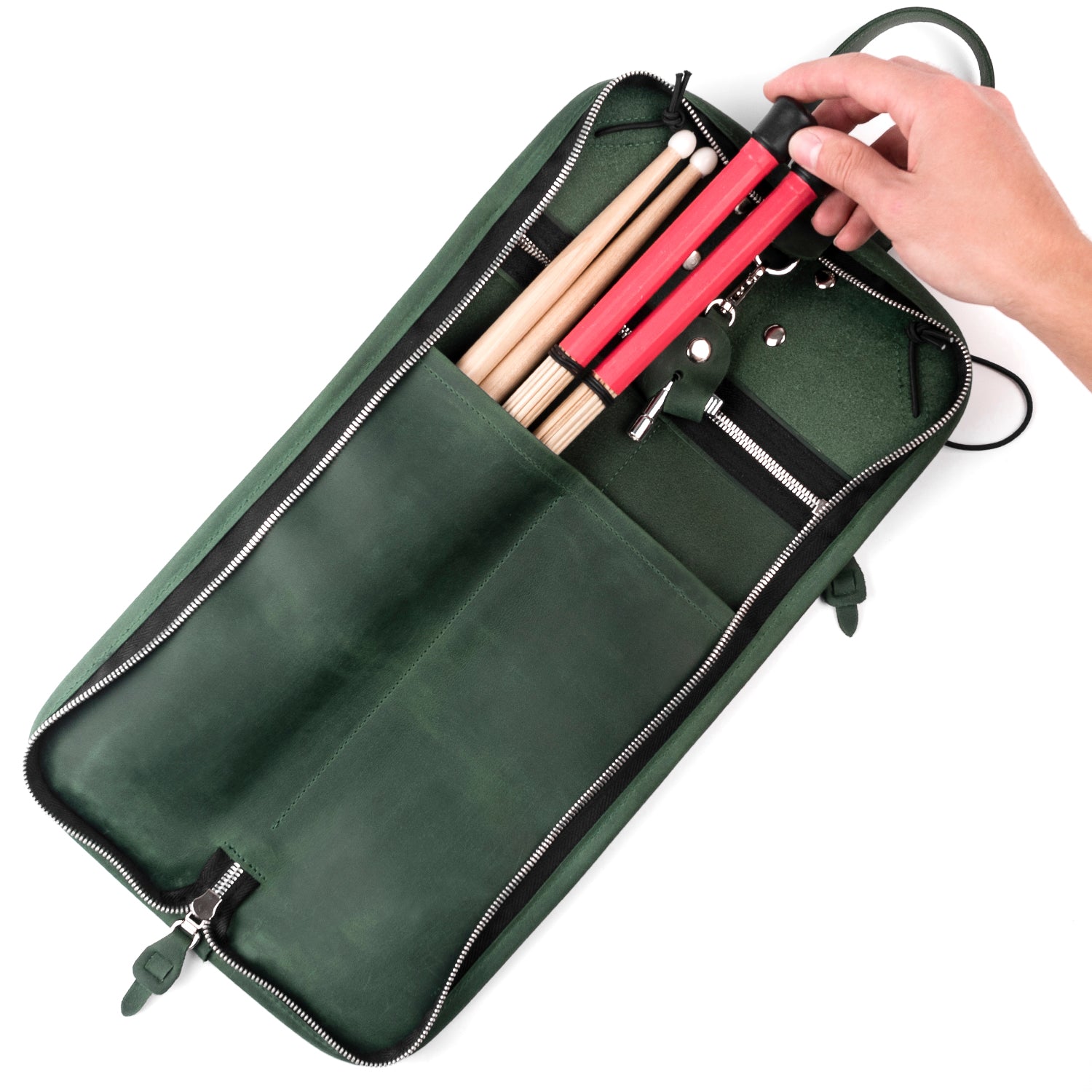 Compact Drumstick Bag | Drum Key Holder - Crazy Horse Leather