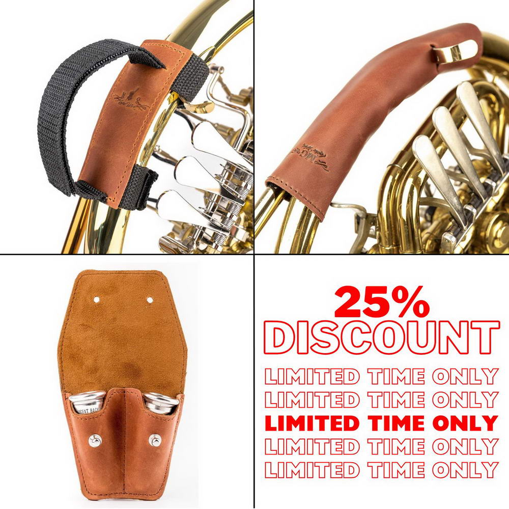 3-in-1 French Horn XL Set: Hand Strap, Hand Guard & Double Mouthpiece Pouch