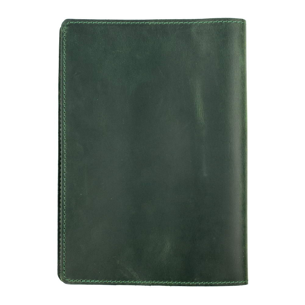 Green A5 Leather Notebook Back Cover Display