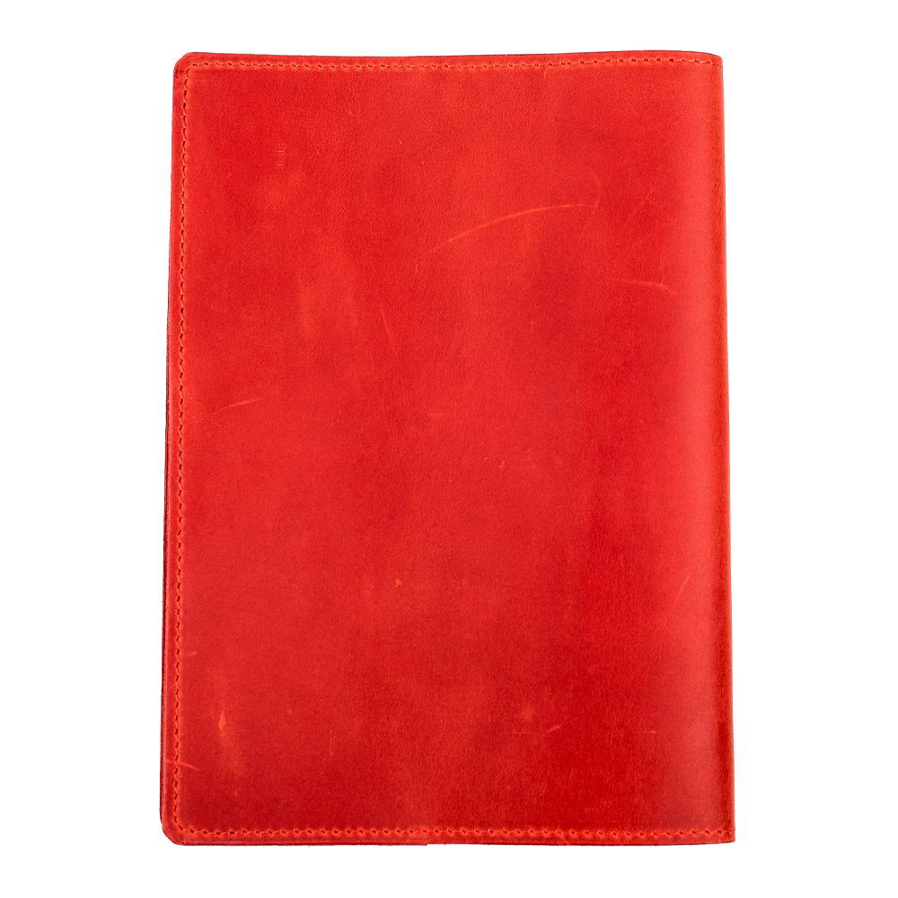 Red A5 Leather Notebook Back Cover Display