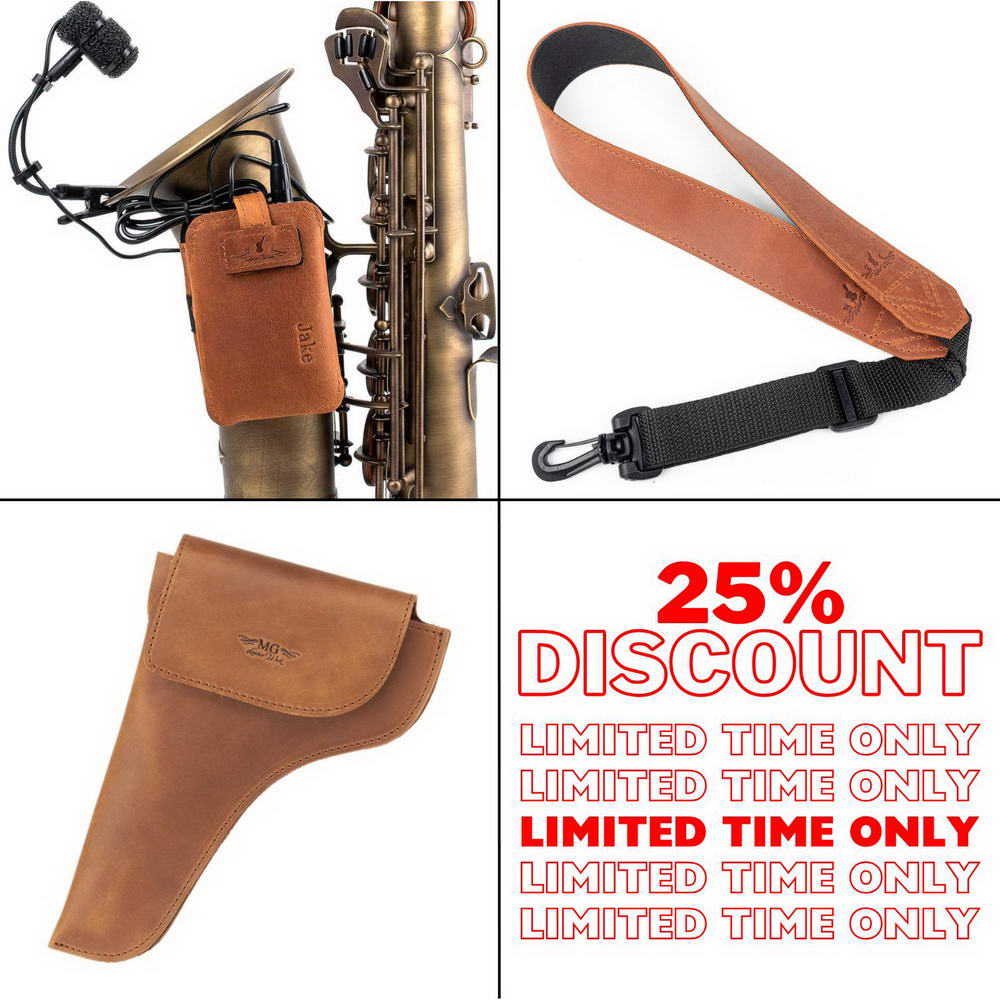 3-in-1 Saxophone Set: Transmitter Pouch, Neck Pouch & Neck Strap (Alto, Tenor)