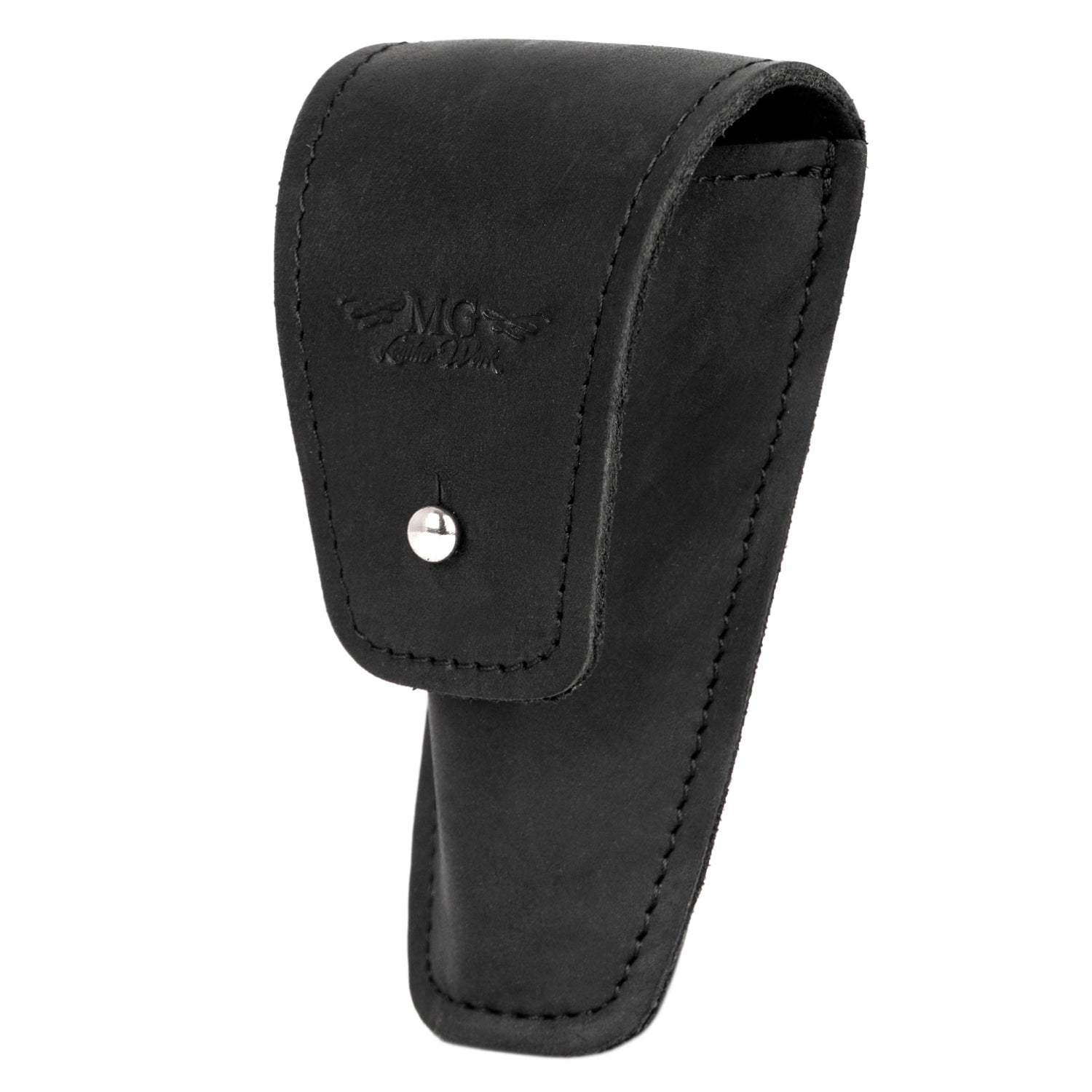 Single Saxophone Mouthpiece Pouch Crazy Horse Leather Black — side view