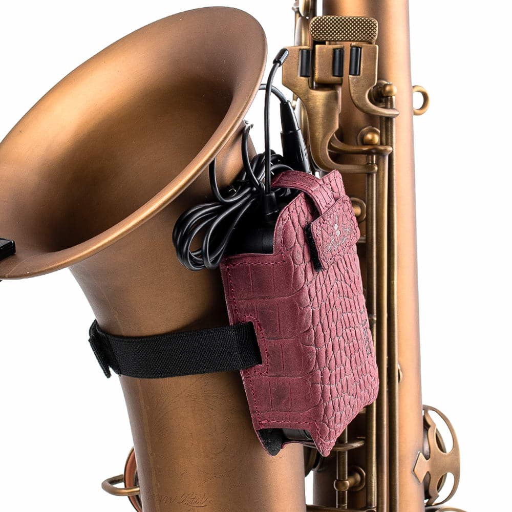 Saxophone Wireless Transmitter Pouch – Soprano, Alto, Tenor, Baritone | Reptile Leather