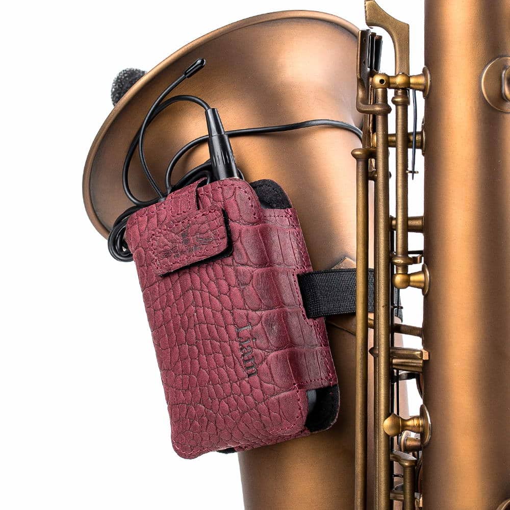 Saxophone Wireless Transmitter Pouch – Soprano, Alto, Tenor, Baritone | Reptile Leather