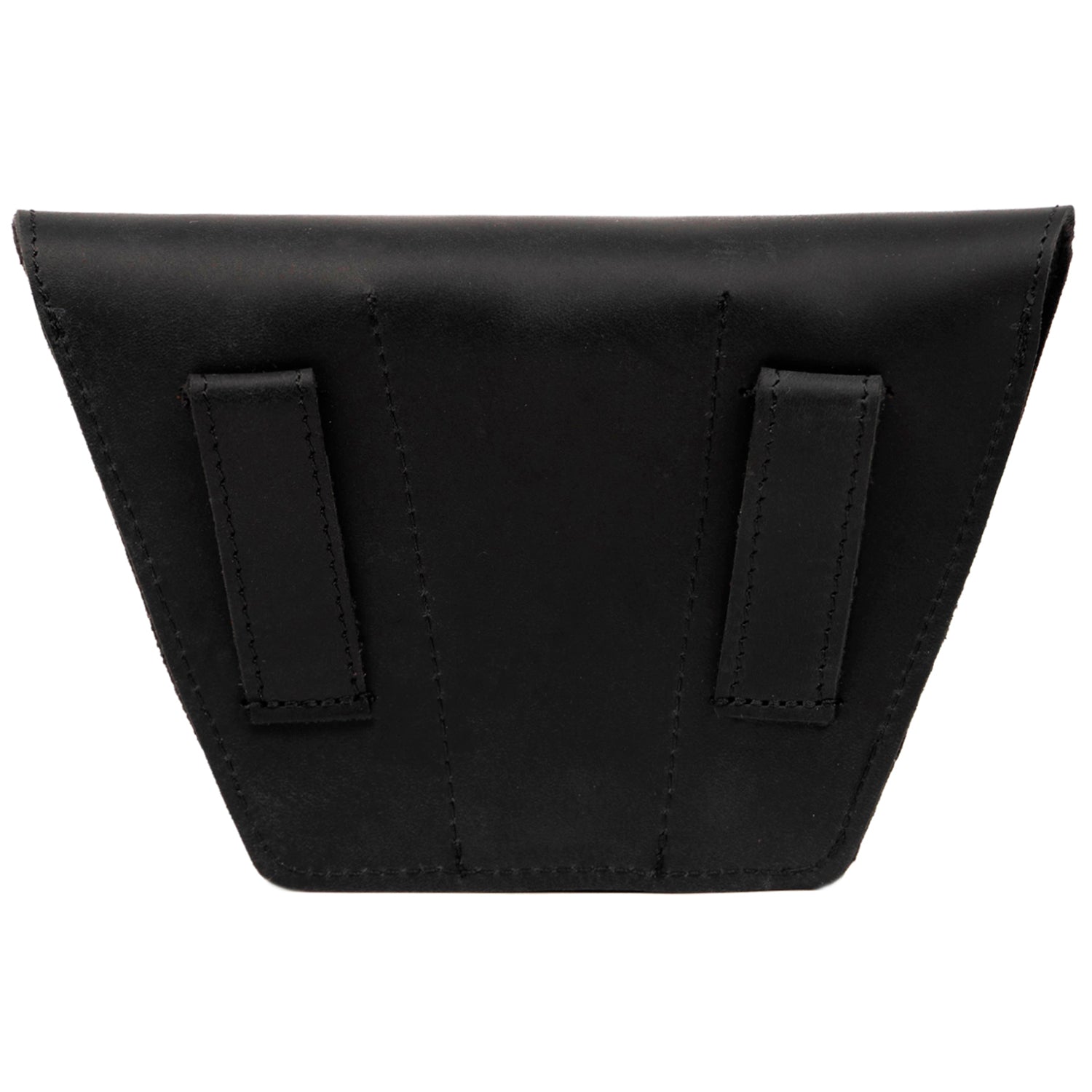 Triple Saxophone Mouthpiece Pouch Crazy Horse Leather Black — back view on white background