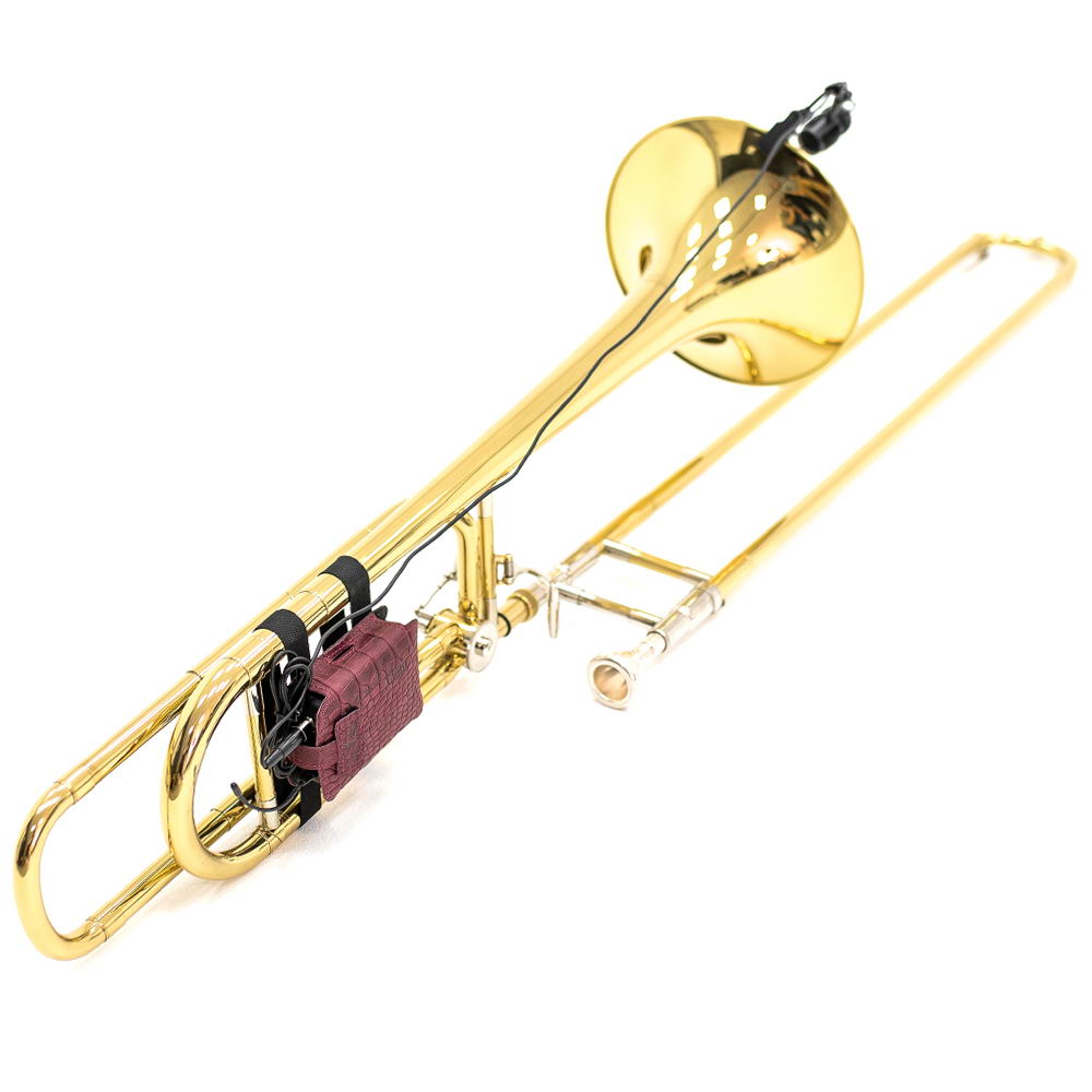 Trombone Microphone Bodypack Holder Reptile Leather Marsala - Full Angled View