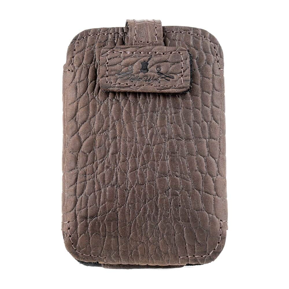 Trombone Microphone Transmitter Pouch Brown Reptile - Front View