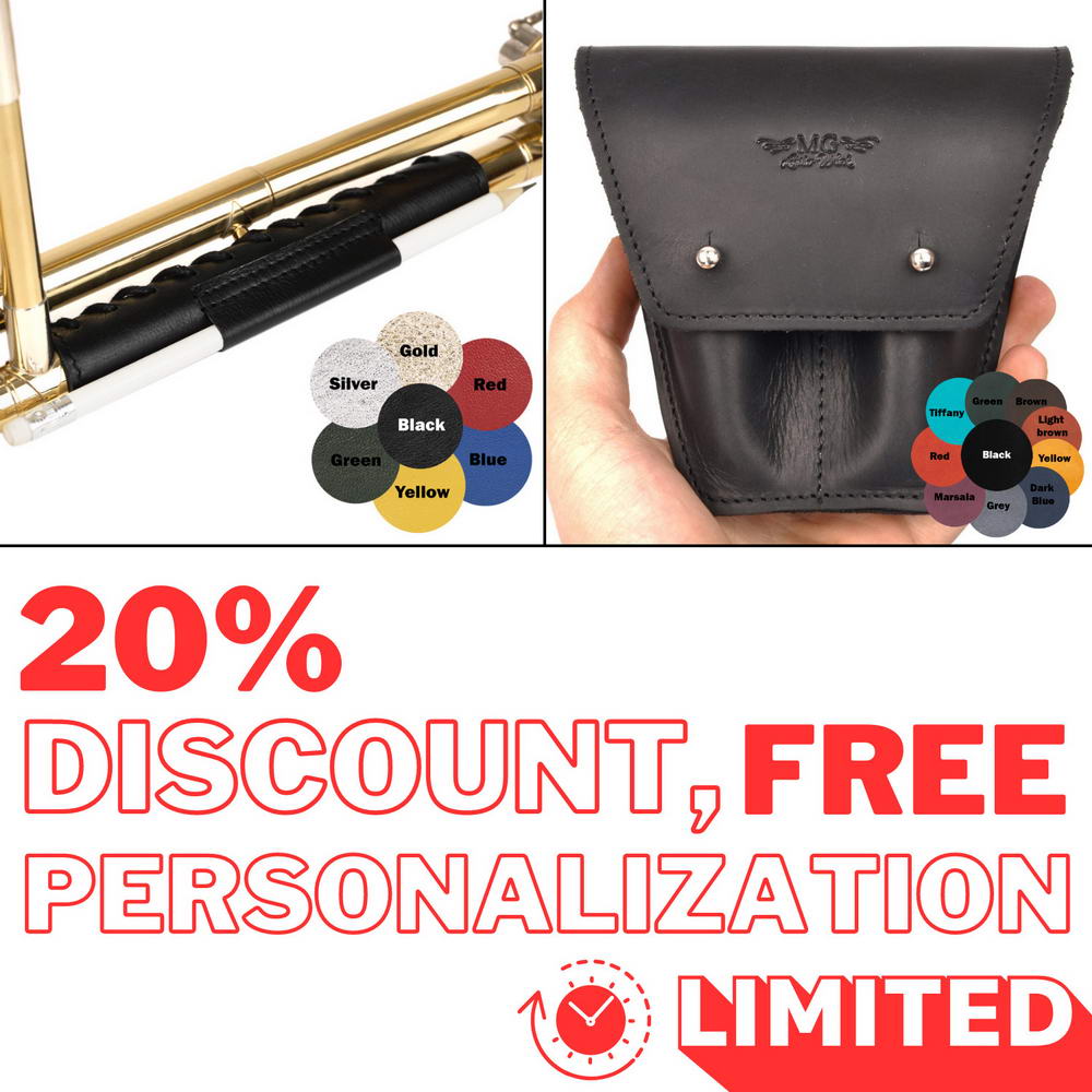 2-in-1 Trombone Set: Neck Guard & Double Mouthpiece Pouch