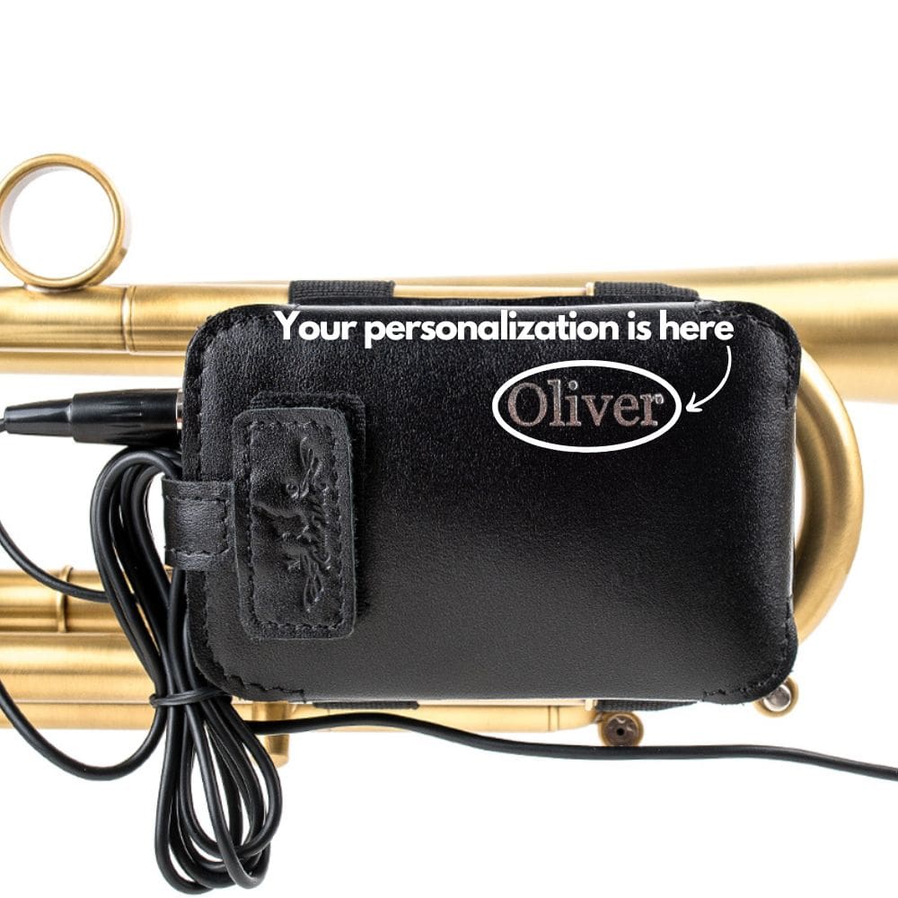 Trumpet Custom Bodypack Holder Leather Black Personalization
