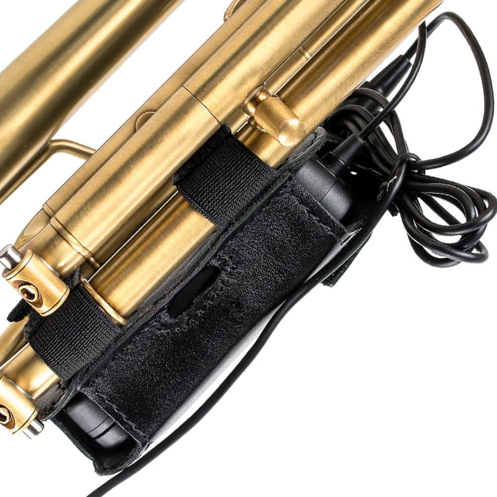 Trumpet Microphone Leather Bodypack Pouch Detroit Black Angled View