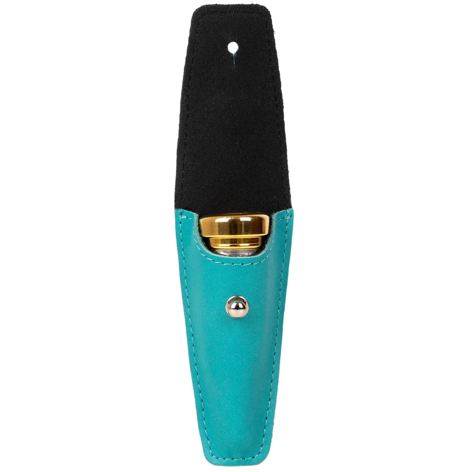 Trumpet Mouthpiece Pouch Single Crazy Horse Leather Tiffany — open pouch with mouthpiece on white background