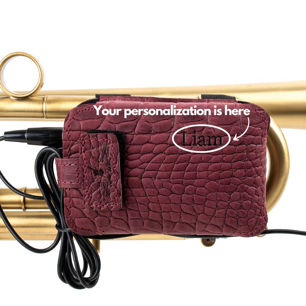 Trumpet Wireless Transmitter Pouch With Initials Crazy Horse Front View
