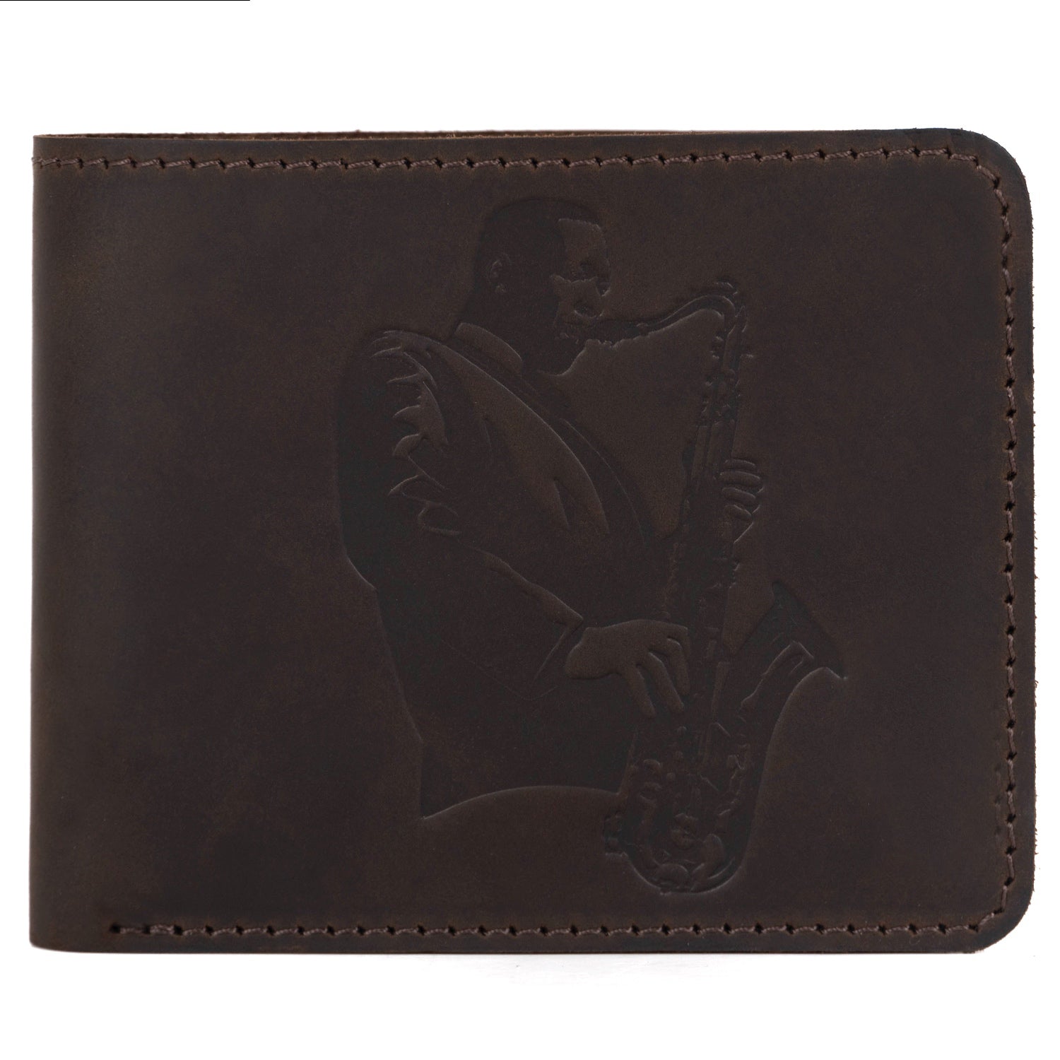 Wallet with Tenor Saxophone Player Print | Genuine Leather