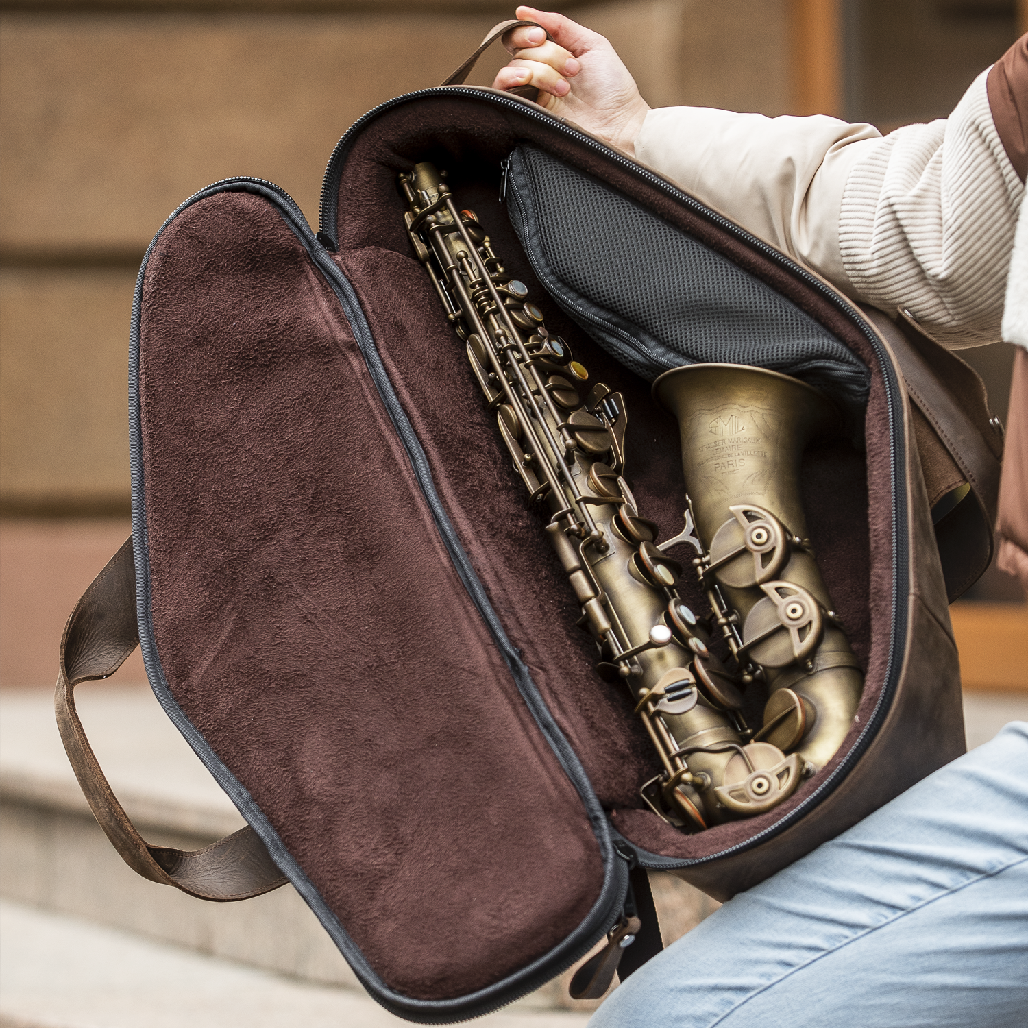 Alto Saxophone Leather Bag