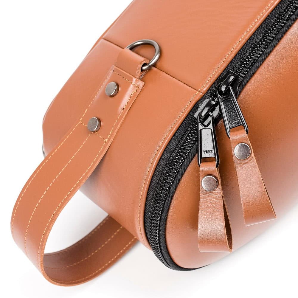 Close-up of D-ring above vertical handle and strap for horizontal carrying on Alto Sax Bag.