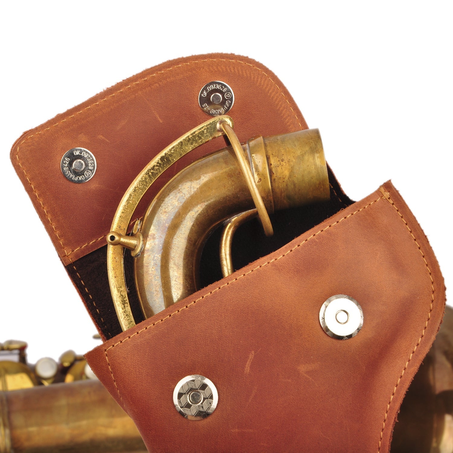 Alto/Tenor Saxophone Neck Pouch Crazy Horse Leather