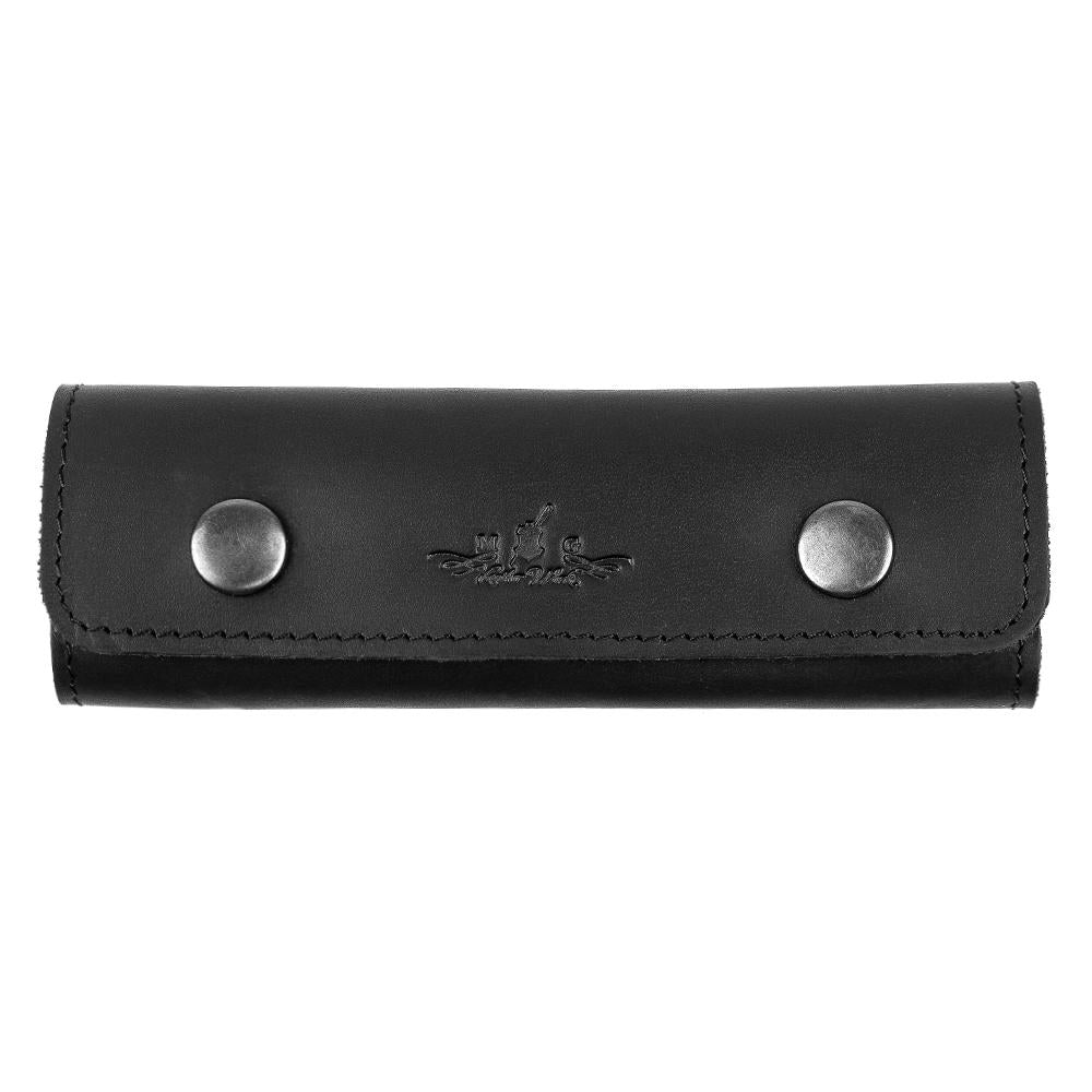 Black leather guitar pick wallet front view