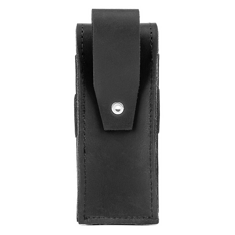 Back view of black harmonica case featuring belt loop attachment.