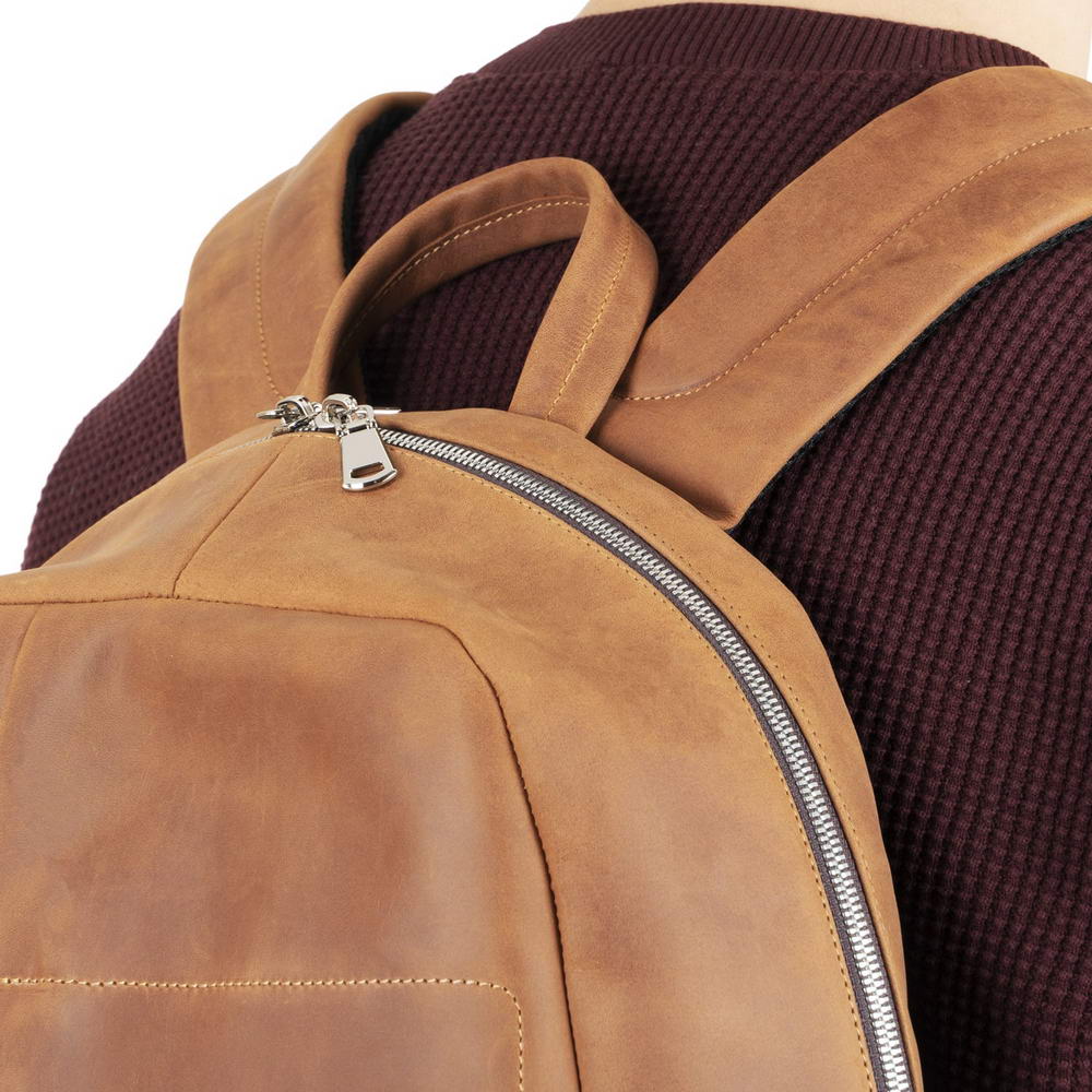 City Backpack With Padded Shoulder Straps Crazy Horse Leather