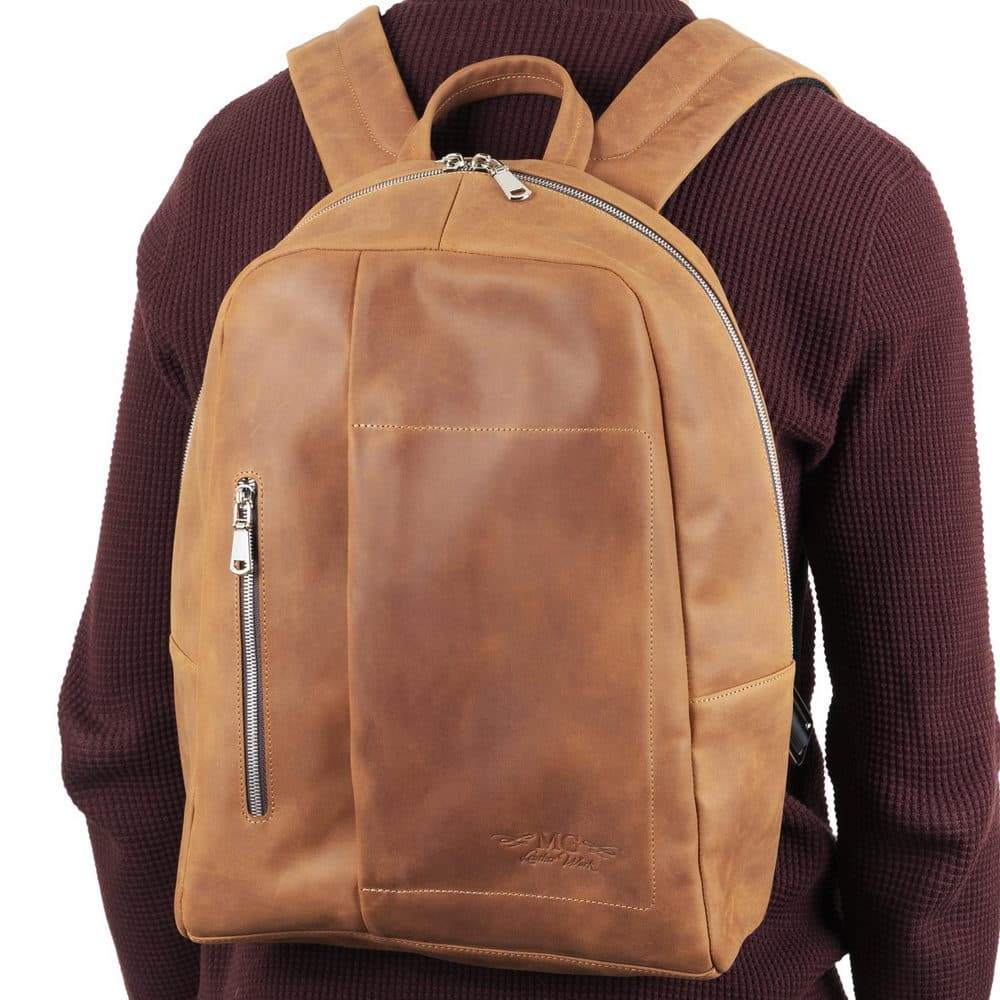 City Backpack With Padded Shoulder Straps Crazy Horse Leather
