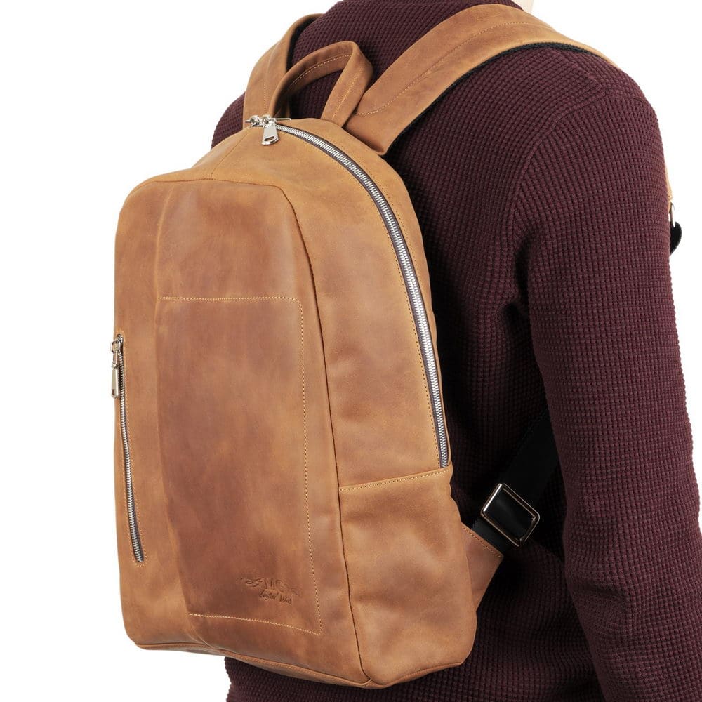 City Backpack With Padded Shoulder Straps Crazy Horse Leather