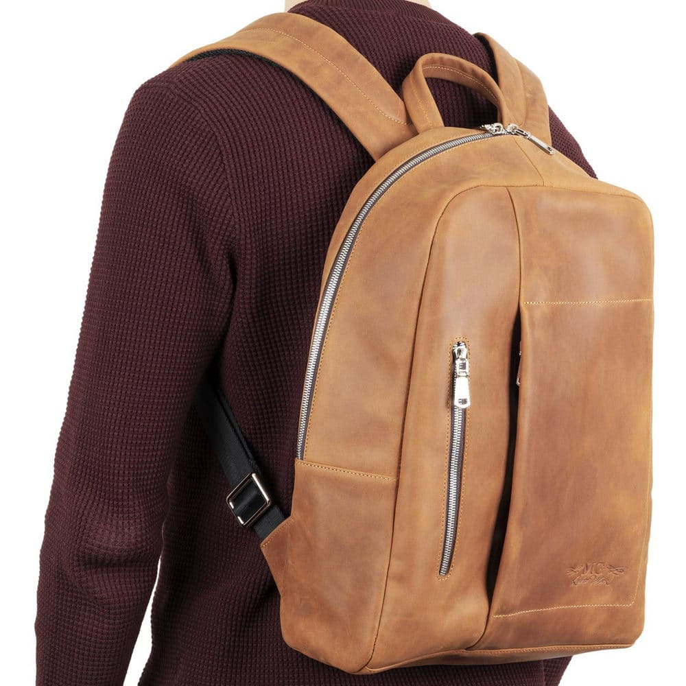 City Backpack With Padded Shoulder Straps Crazy Horse Leather