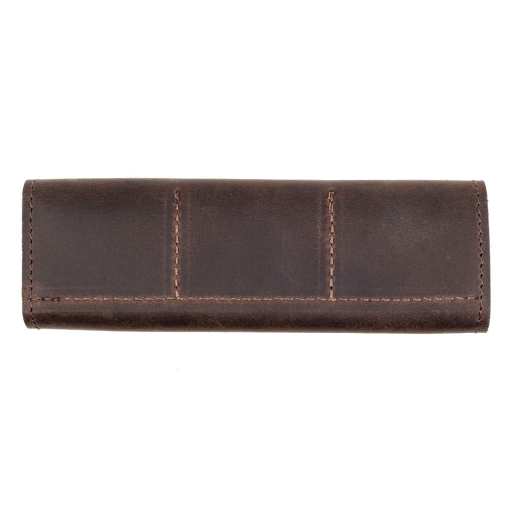 Custom brown guitar pick case back side