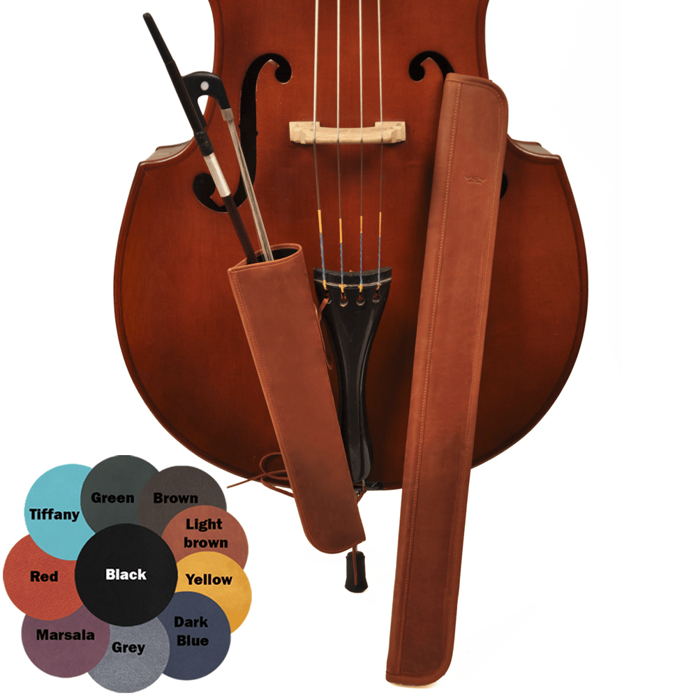 Double Bass Bow Quiver and Bass Bow Case Crazy Horse Leather
