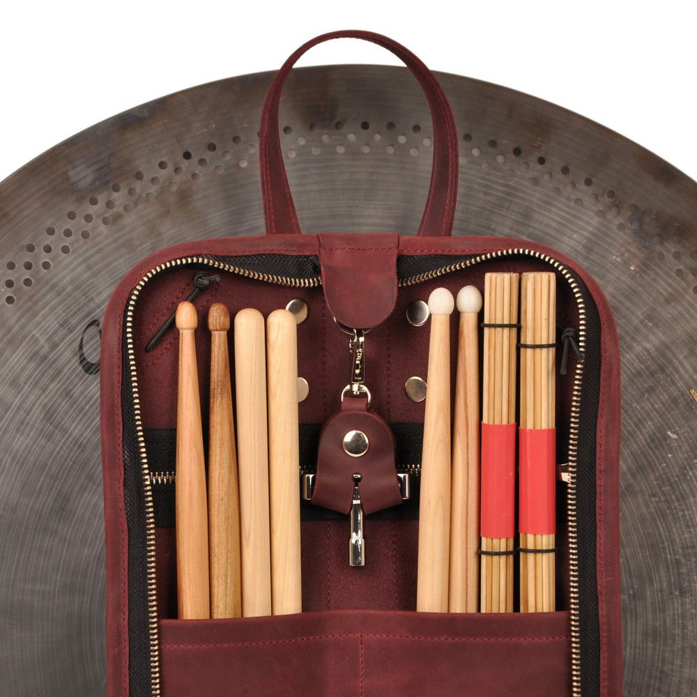 Drumstick Compact Bag with Drum Key Holder Crazy Horse Leather