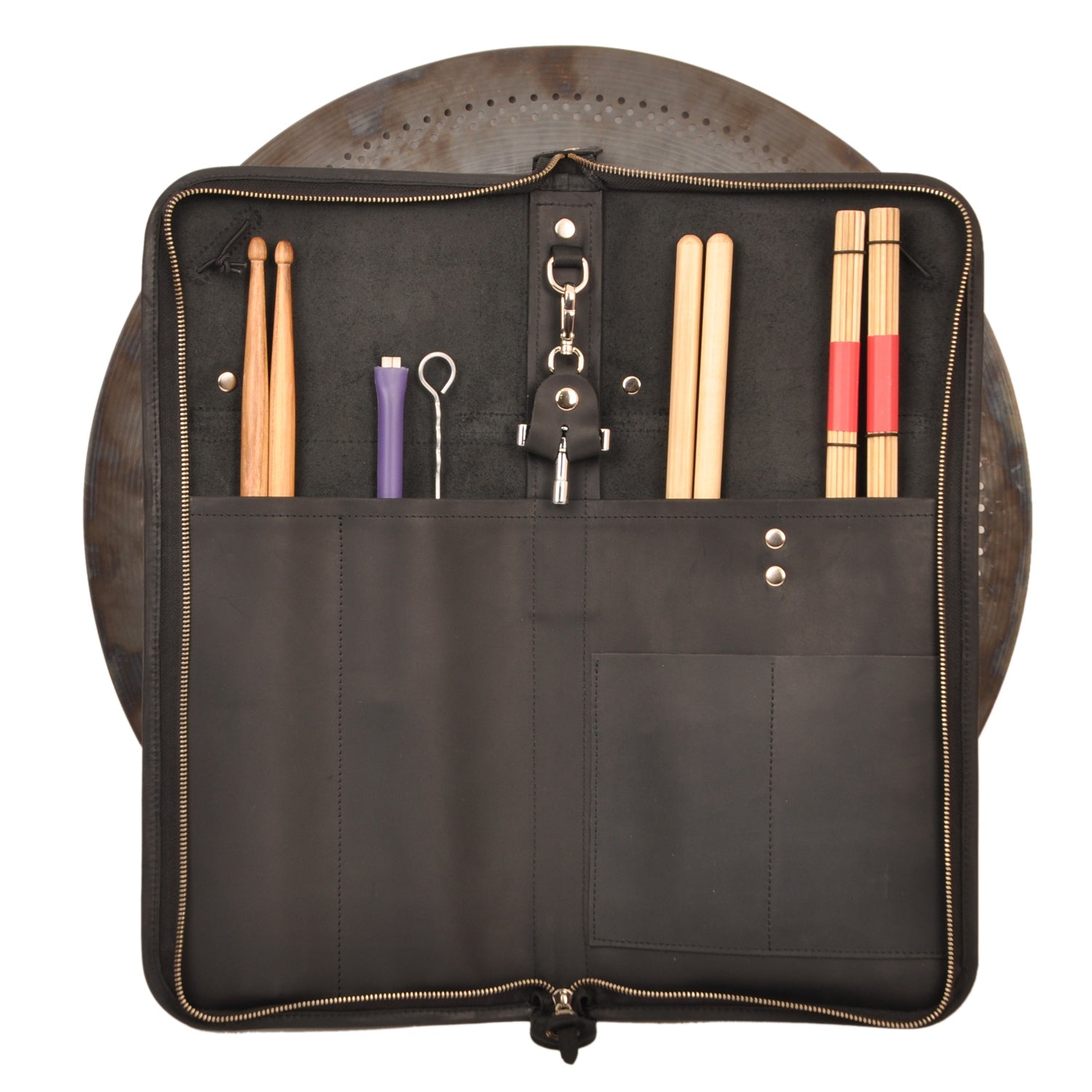 Drumstick Large Bag with Drum Key Holder Crazy Horse Leather